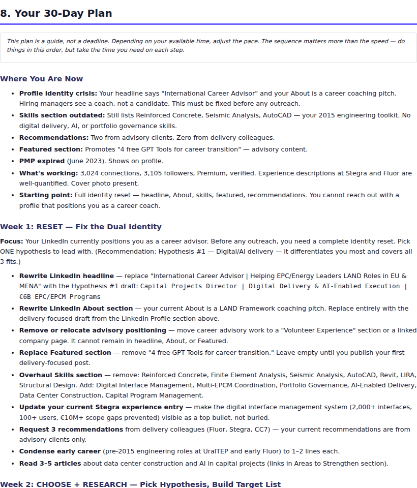 30-Day Plan — situational assessment and Week 1 tasks